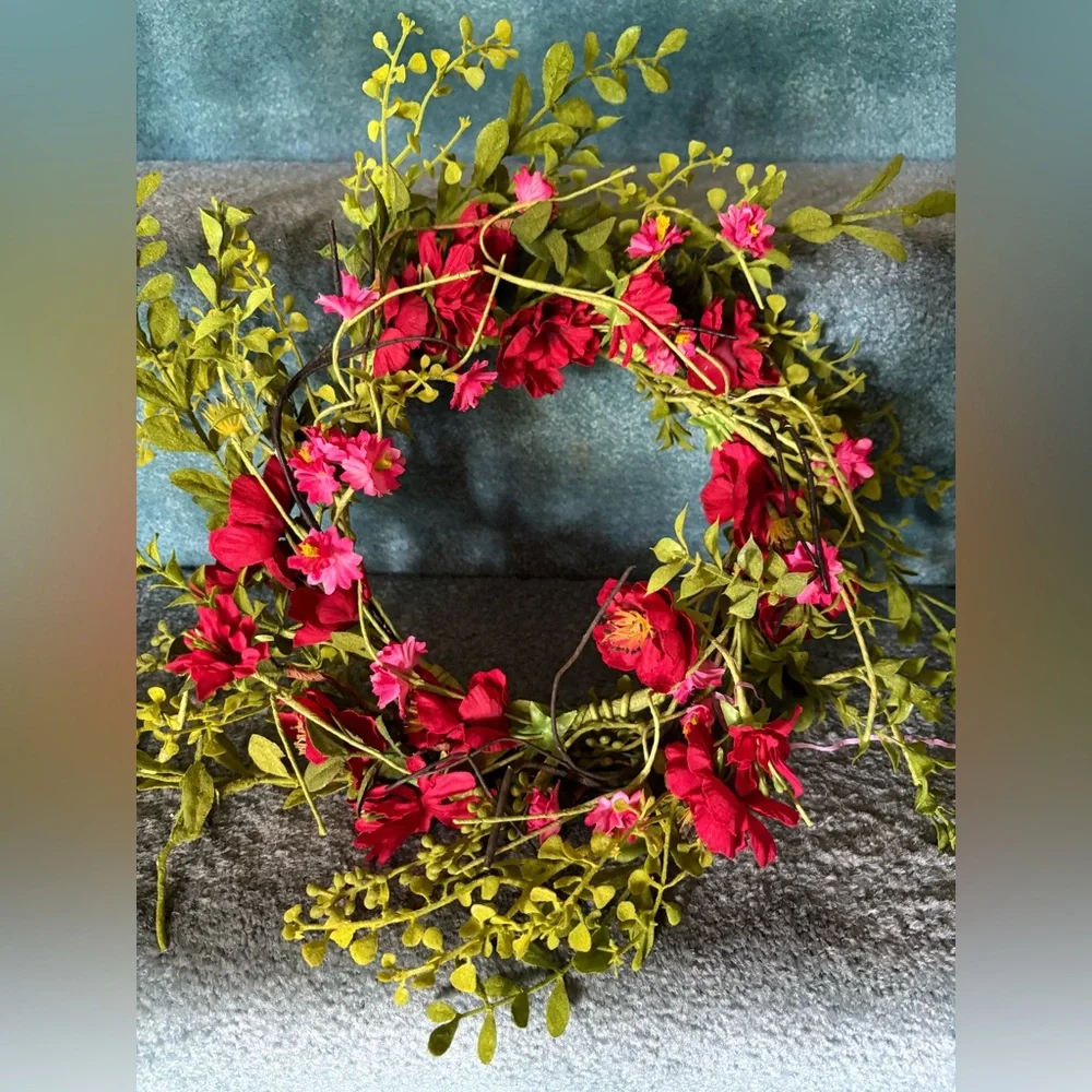 Faux Flower Wreath or Candle Ring Flower Crown Med sized Super High Quality Red